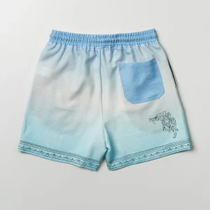 Clearance Styx Skulls Linen Texture Allover Print Shorts - Light Blue Shop All Bottoms | Shorts