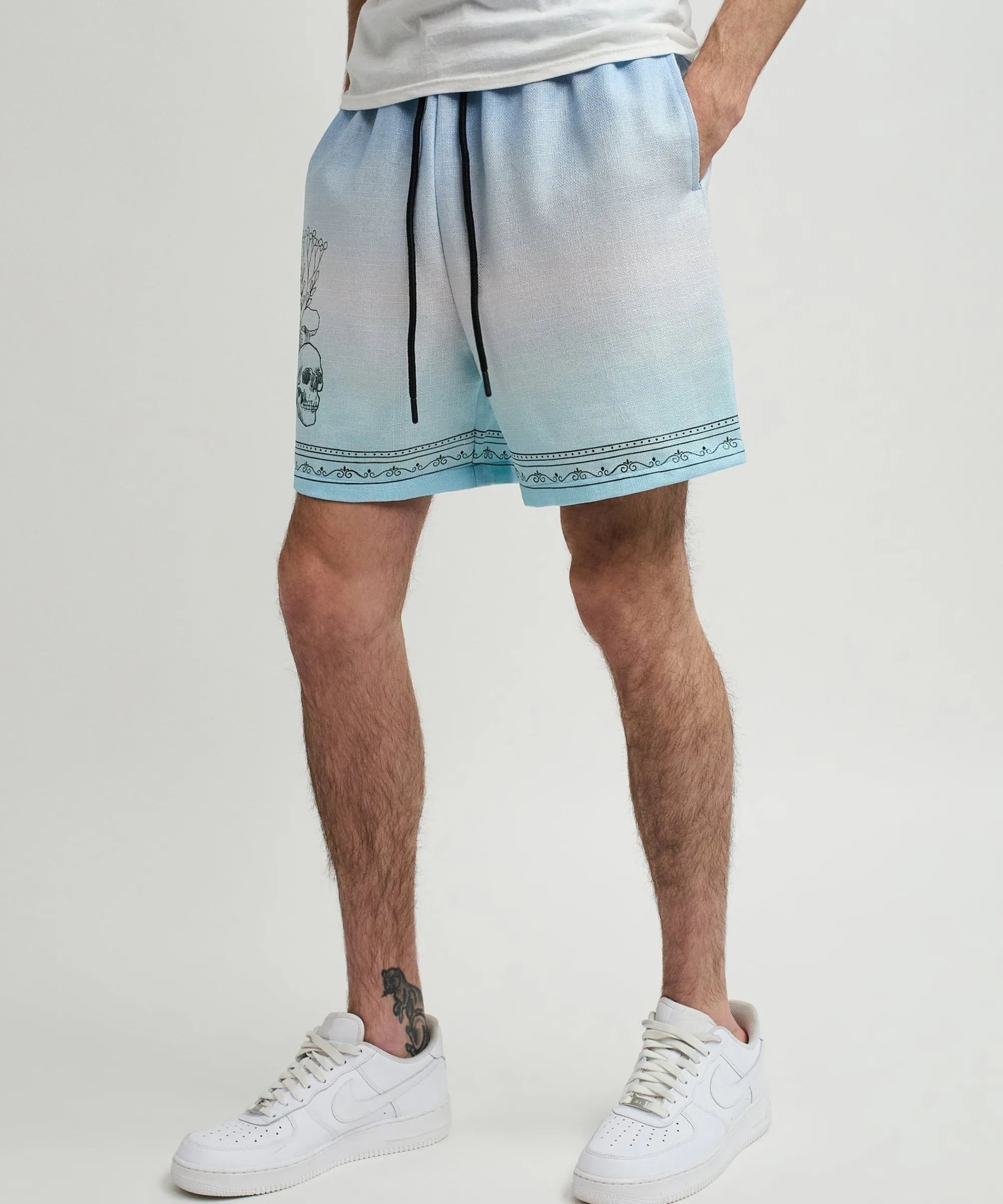 styx_skulls_linen_texture_allover_print_shorts__light_blue_4.webp Clearance Styx Skulls Linen Texture Allover Print Shorts - Light Blue Shop All Bottoms | Shorts
