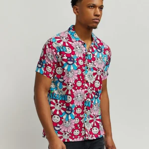 Online Sunflower Allover Print Short Sleeve Shirt Button Downs