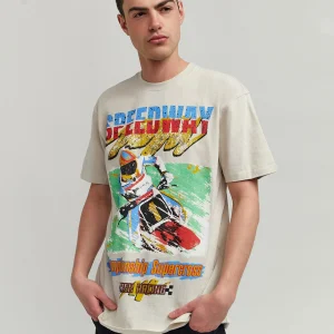 Hot Supercross Short Sleeve Graphic Print Tee - Khaki Graphic Tees