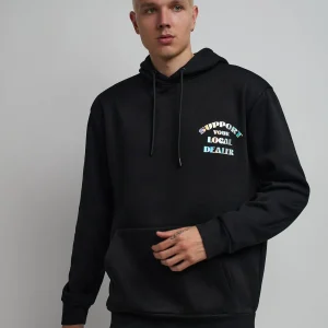 Flash Sale Support Local Iridescent Foil Print Hoodie - Black Hoodies | Hoodies