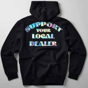 Flash Sale Support Local Iridescent Foil Print Hoodie - Black Hoodies | Hoodies