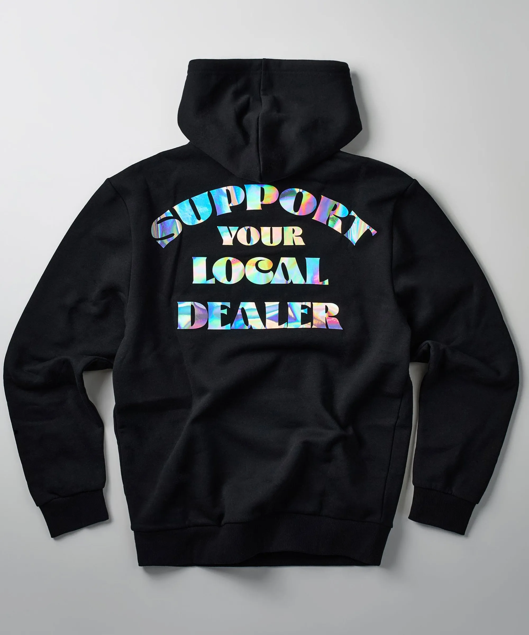 support_local_iridescent_foil_print_hoodie__black_4.webp Flash Sale Support Local Iridescent Foil Print Hoodie - Black Hoodies | Hoodies