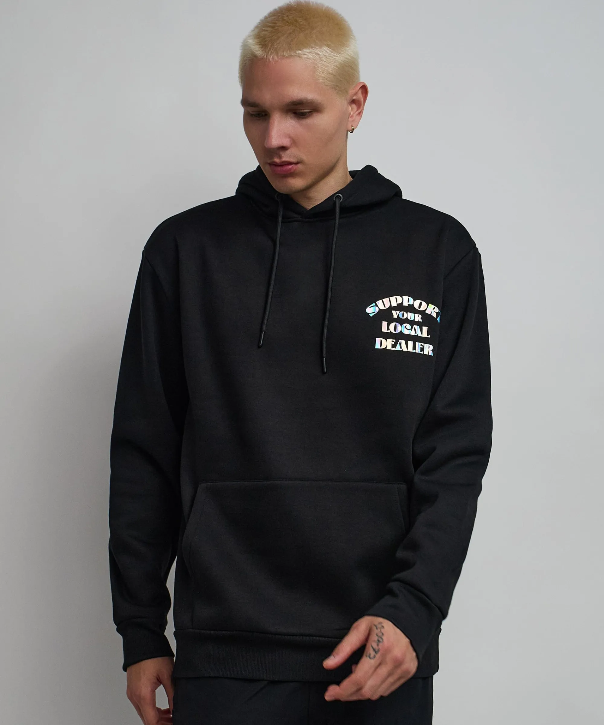 support_local_iridescent_foil_print_hoodie__black_5.webp Flash Sale Support Local Iridescent Foil Print Hoodie - Black Hoodies | Hoodies