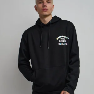 Flash Sale Support Local Iridescent Foil Print Hoodie - Black Hoodies | Hoodies
