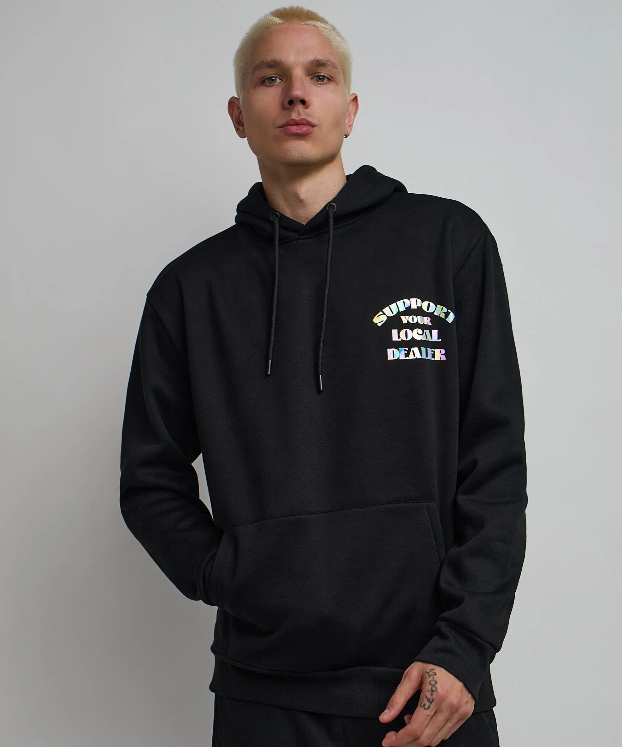 support_local_iridescent_foil_print_hoodie__black_6.webp Flash Sale Support Local Iridescent Foil Print Hoodie - Black Hoodies | Hoodies