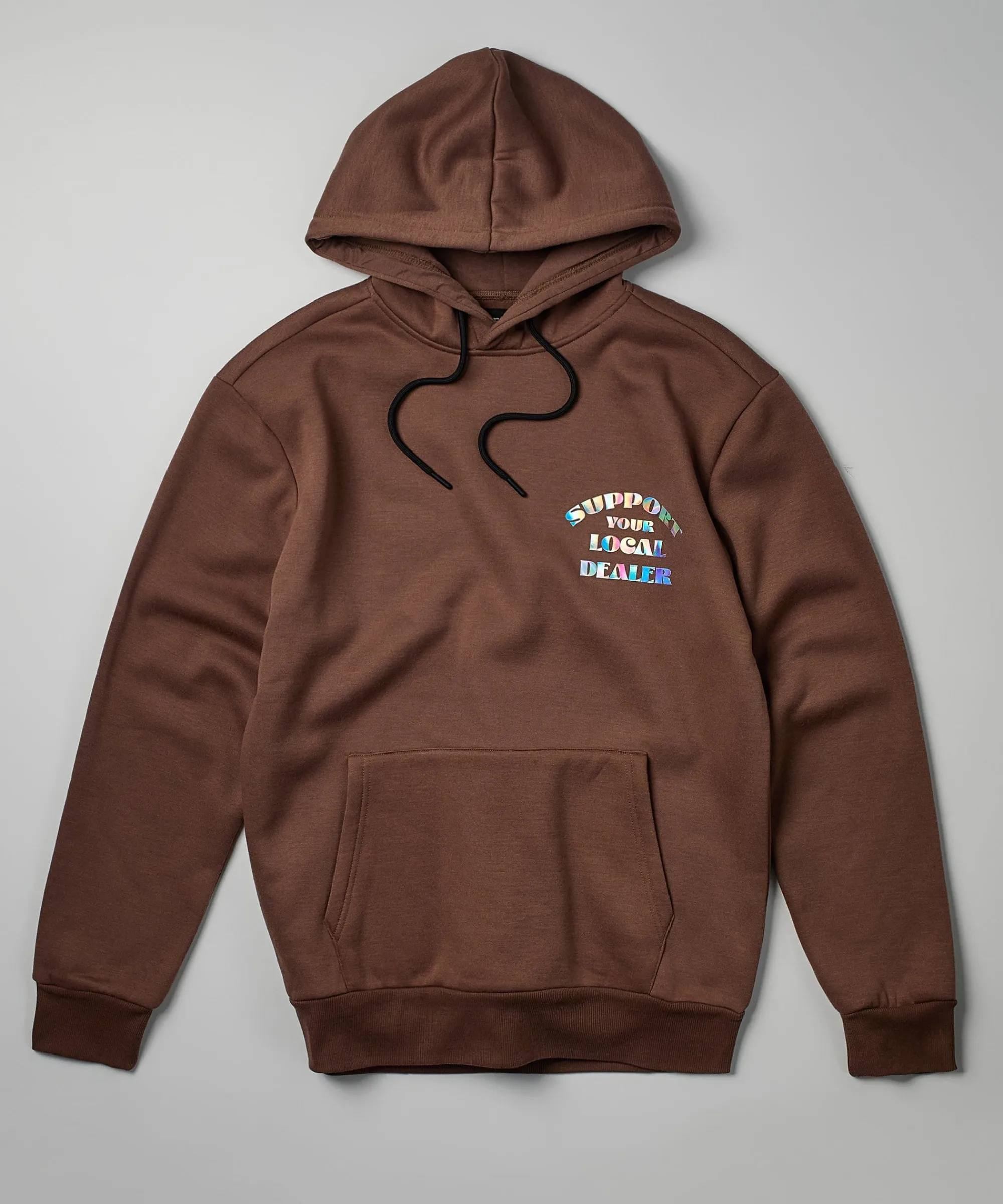 support_local_iridescent_foil_print_hoodie__brown_3.webp Discount Support Local Iridescent Foil Print Hoodie - Brown Hoodies | Hoodies