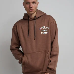 Discount Support Local Iridescent Foil Print Hoodie - Brown Hoodies | Hoodies