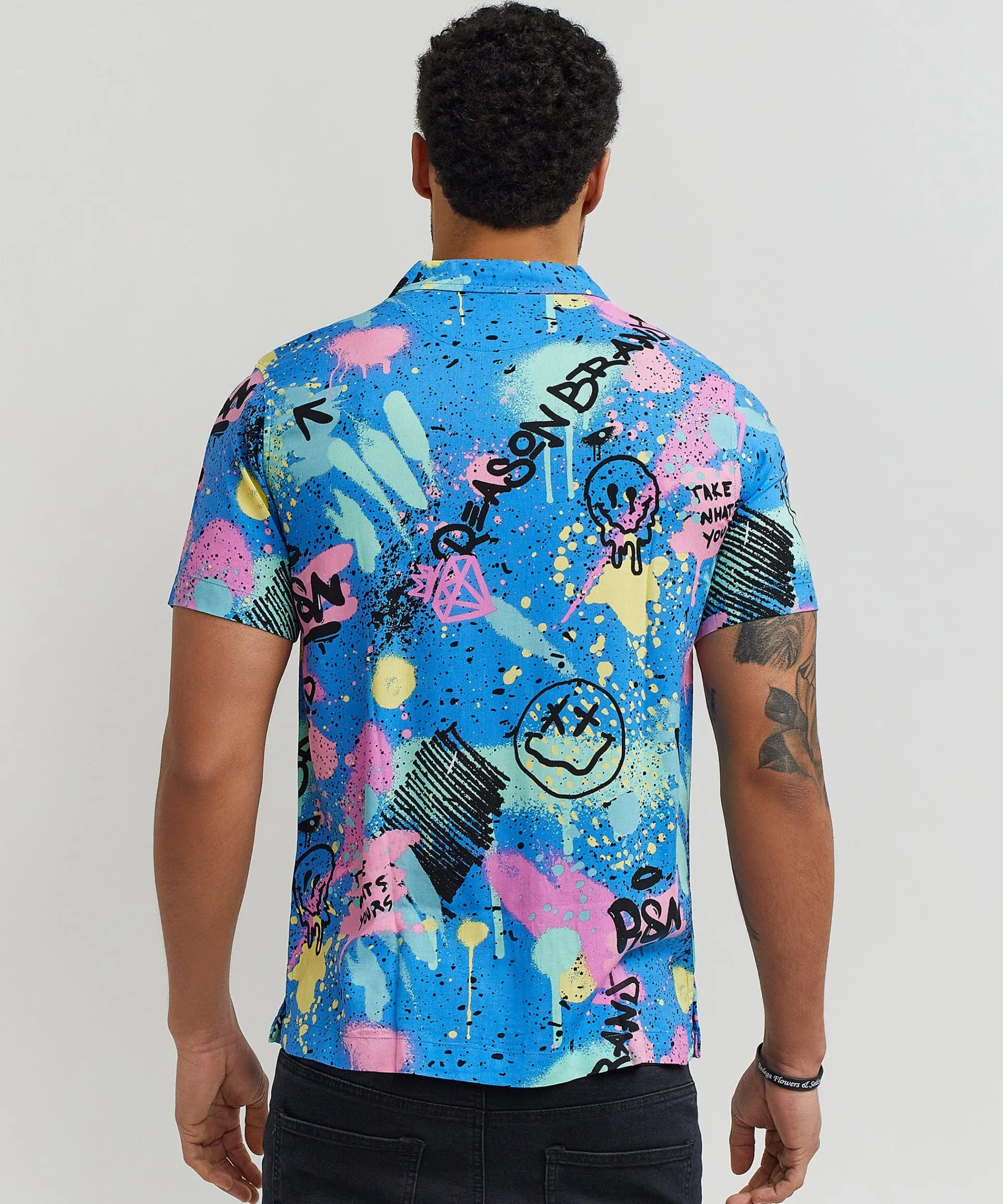 technicolor_allover_print_short_sleeve_shirt_4.webp Hot Technicolor Allover Print Short Sleeve Shirt Button Downs