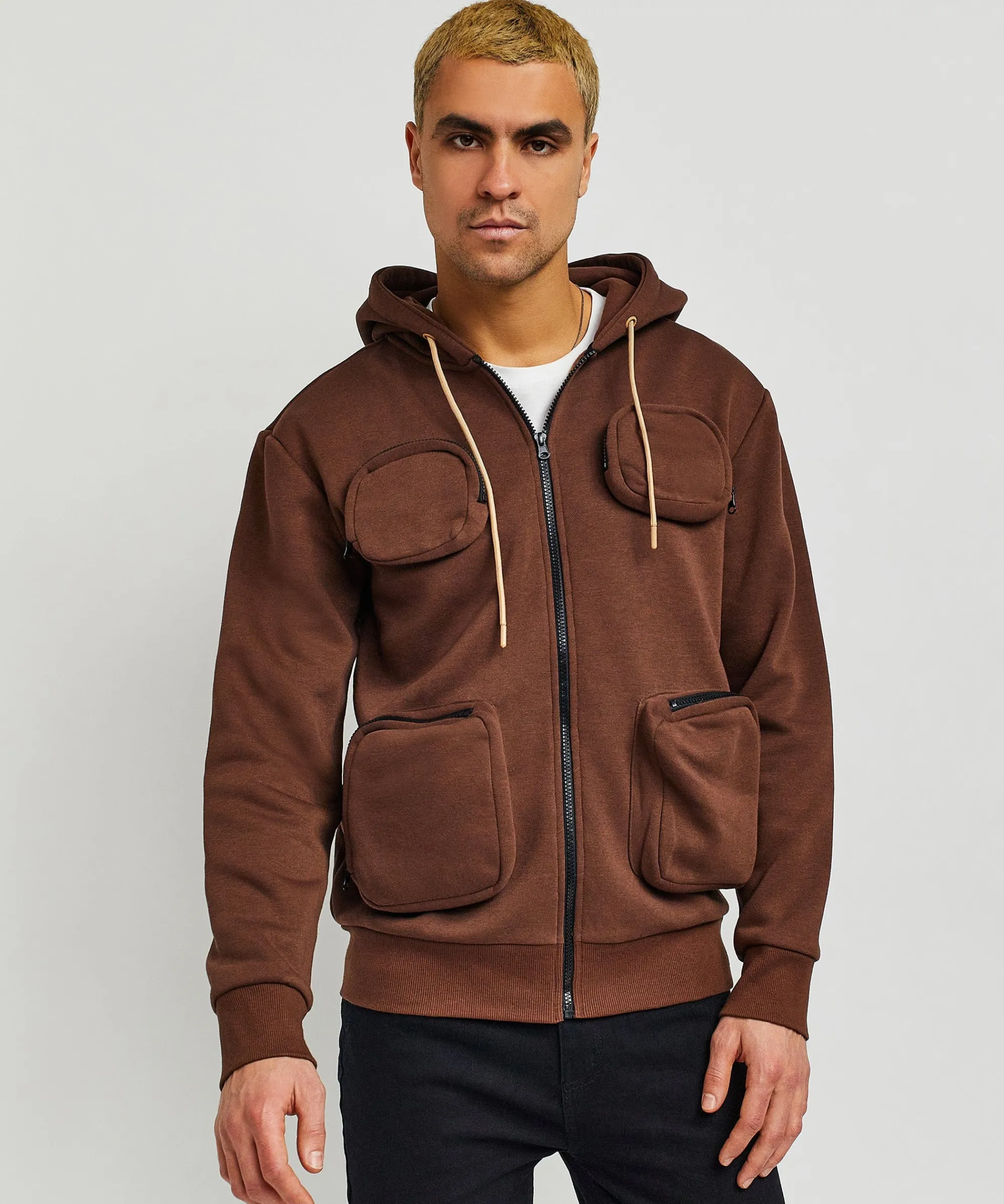 trenches_fleece_utility_hoodie__brown_0.webp Online Trenches Fleece Utility Hoodie - Brown Hoodies | Hoodies