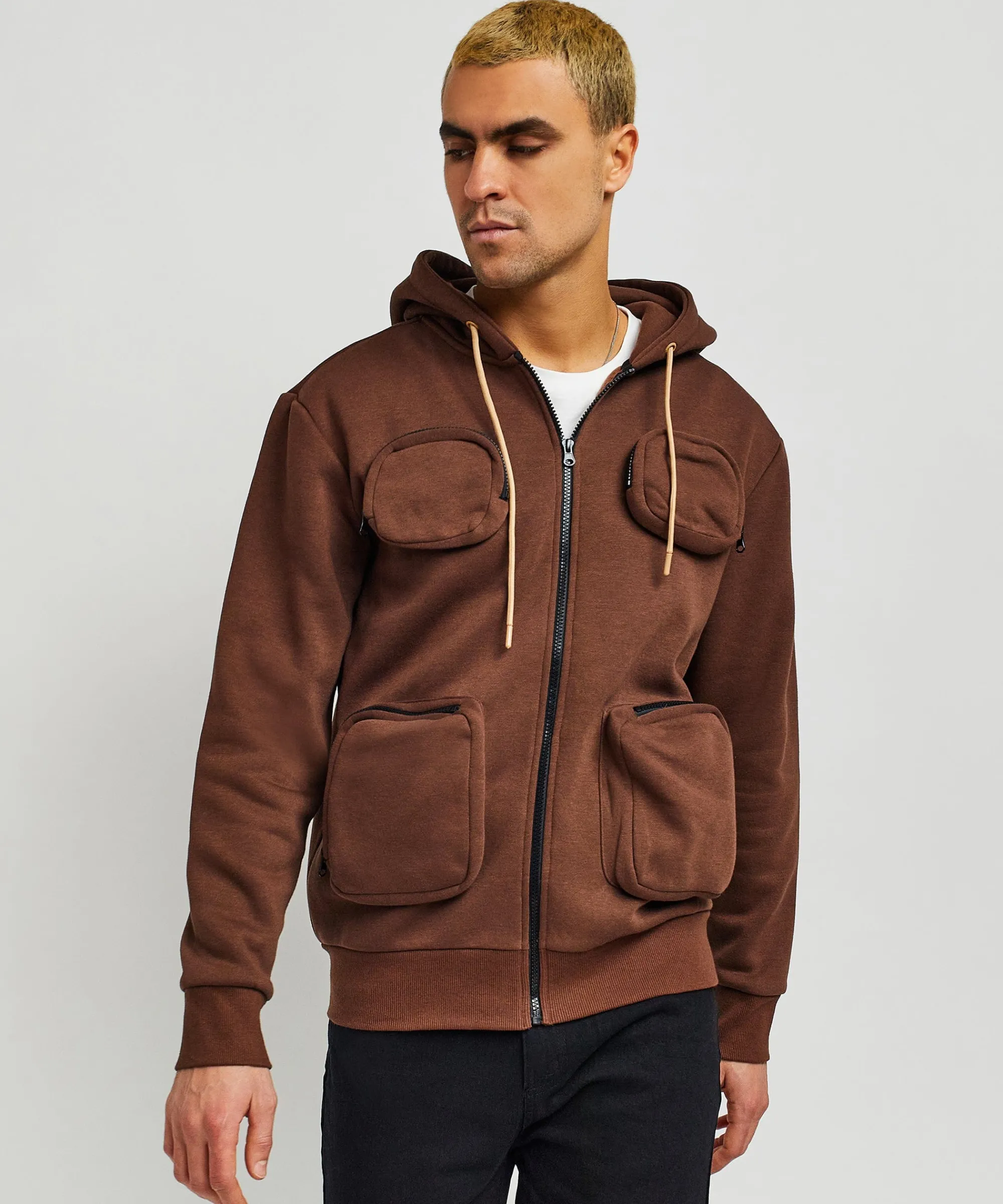 trenches_fleece_utility_hoodie__brown_1.webp Online Trenches Fleece Utility Hoodie - Brown Hoodies | Hoodies