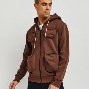 Online Trenches Fleece Utility Hoodie - Brown Hoodies | Hoodies