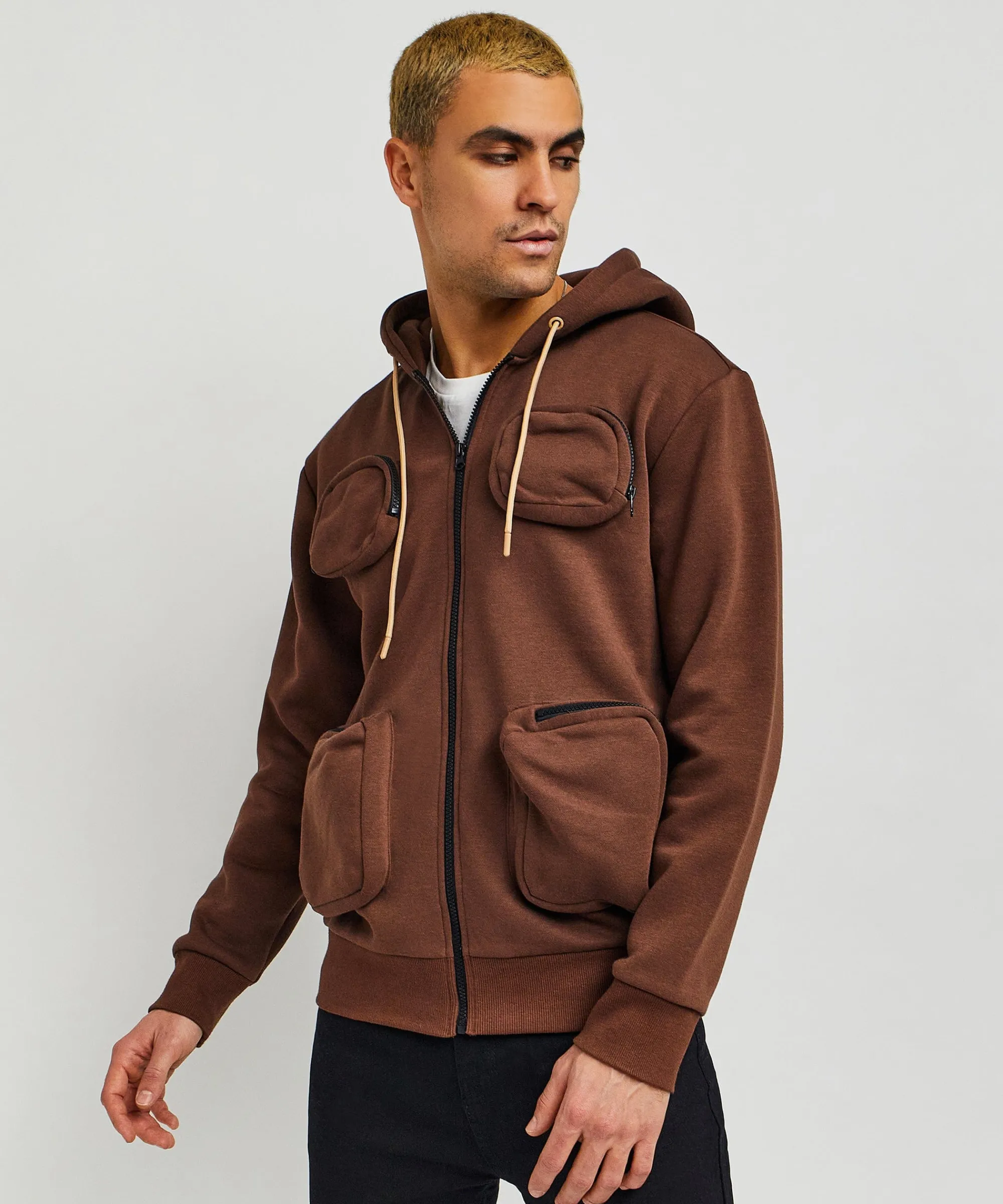 trenches_fleece_utility_hoodie__brown_2.webp Online Trenches Fleece Utility Hoodie - Brown Hoodies | Hoodies