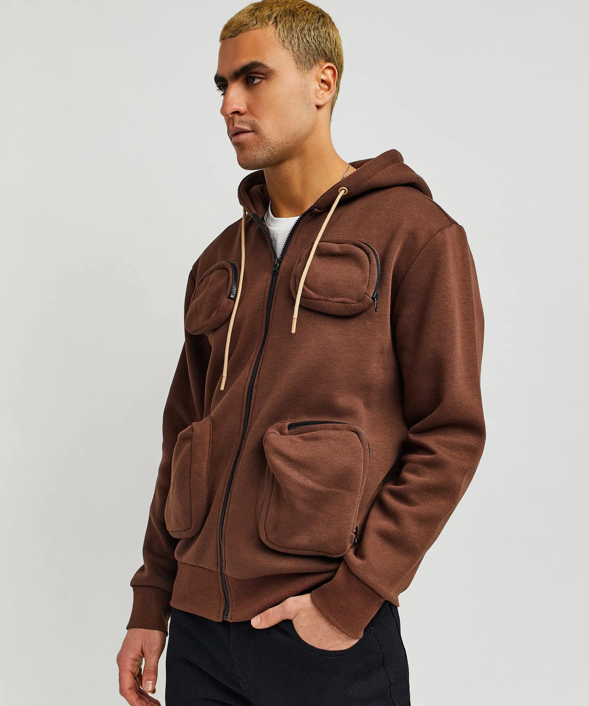 trenches_fleece_utility_hoodie__brown_3.webp Online Trenches Fleece Utility Hoodie - Brown Hoodies | Hoodies