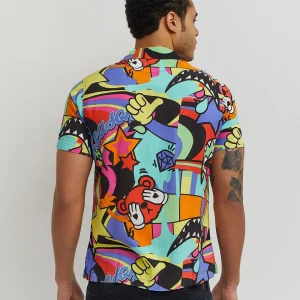 Outlet Trippy Star Allover Print Short Sleeve Shirt Button Downs