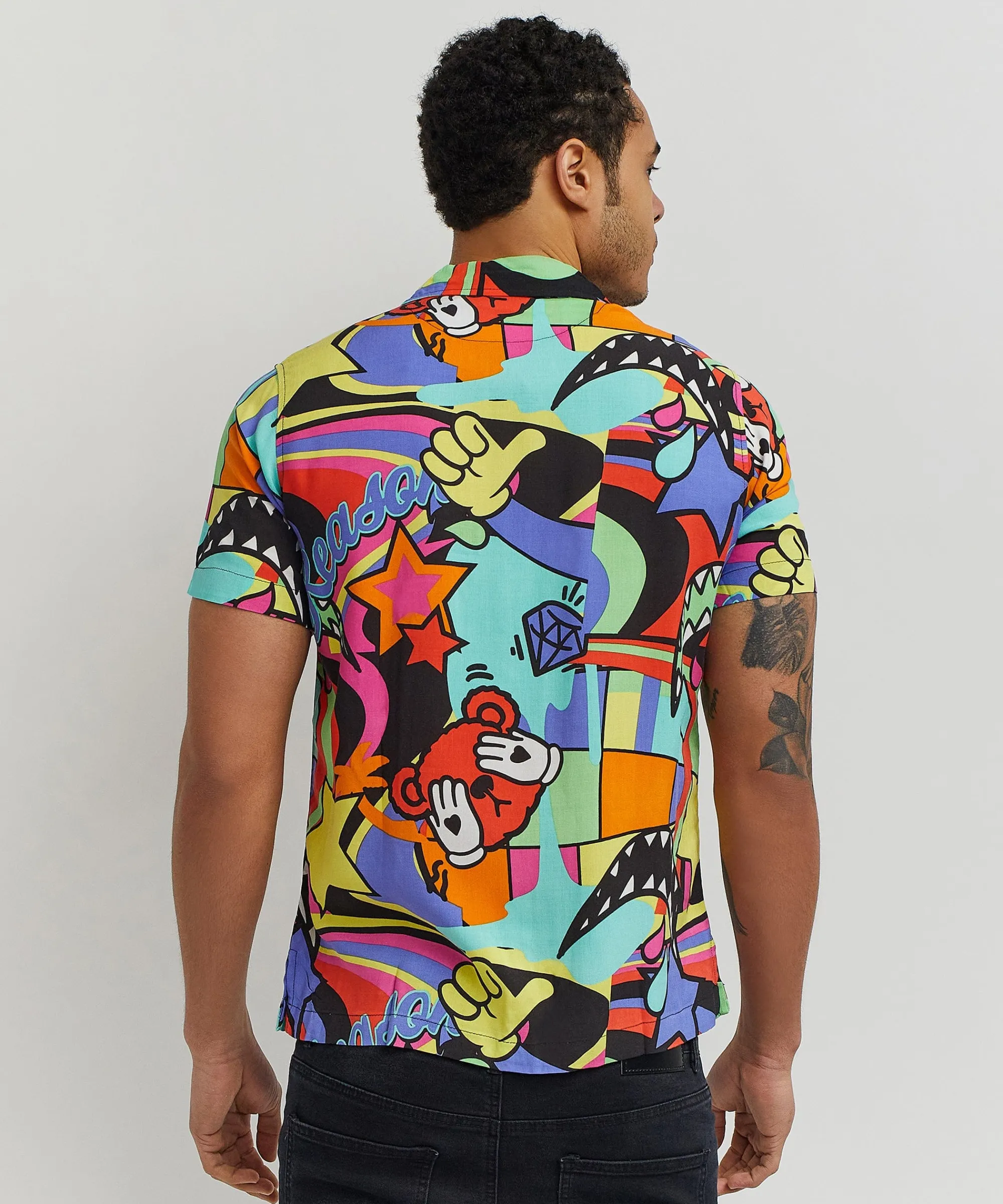 trippy_star_allover_print_short_sleeve_shirt_1.webp Outlet Trippy Star Allover Print Short Sleeve Shirt Button Downs