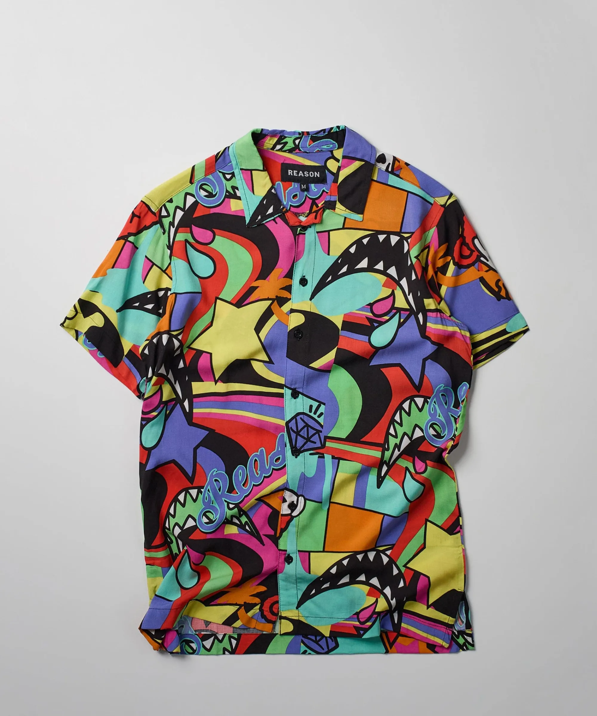 trippy_star_allover_print_short_sleeve_shirt_2.webp Outlet Trippy Star Allover Print Short Sleeve Shirt Button Downs