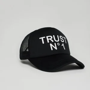 Shop Trust No1 Print Trucker Hat - Black Hats