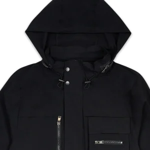 Store Utility Stretch Nylon Zip Up Jacket - Black Lightweight Jackets