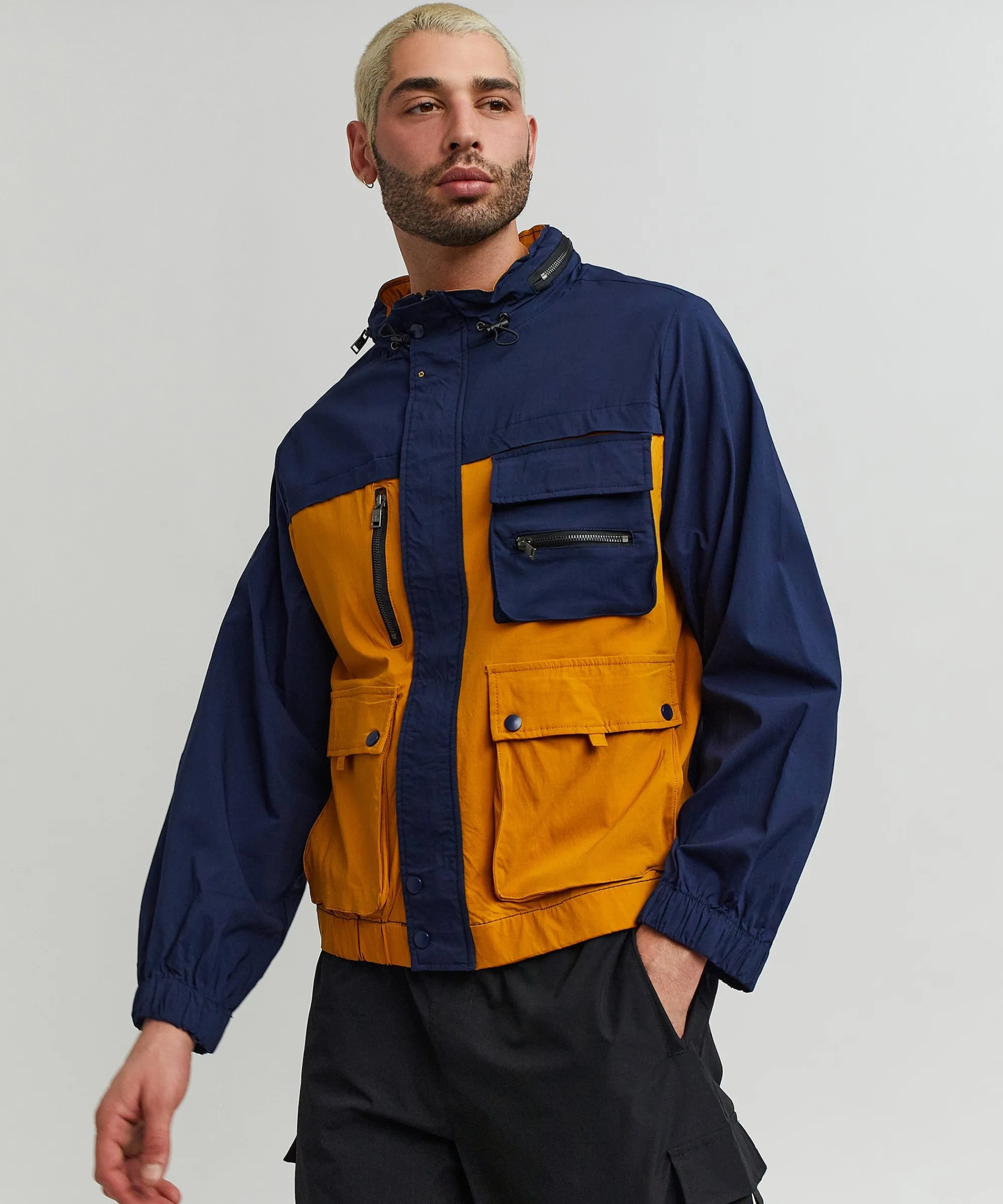 utility_stretch_nylon_zip_up_jacket__navy_0.webp Discount Utility Stretch Nylon Zip Up Jacket - Navy Lightweight Jackets