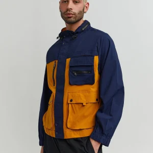 Discount Utility Stretch Nylon Zip Up Jacket - Navy Lightweight Jackets