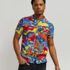 Shop Wavy Allover Print Short Sleeve Shirt Button Downs