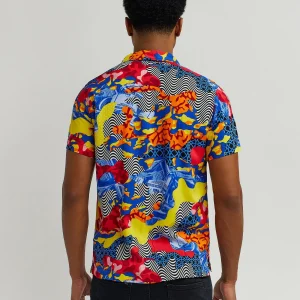 Shop Wavy Allover Print Short Sleeve Shirt Button Downs