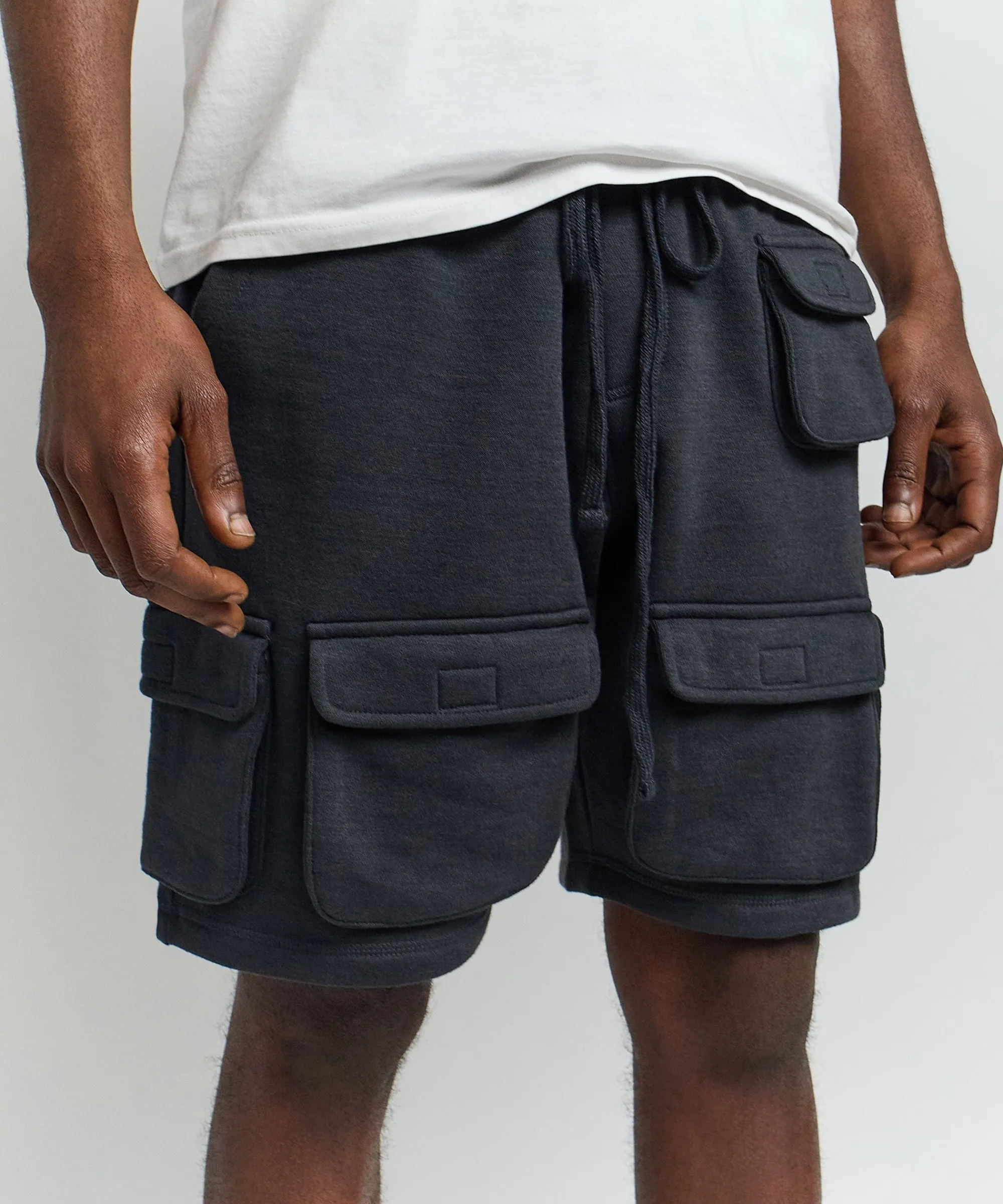 whitecloud_cargo_fleece_shorts__black_3.webp Best Sale Whitecloud Cargo Fleece Shorts - Black Shop All Bottoms | Shorts