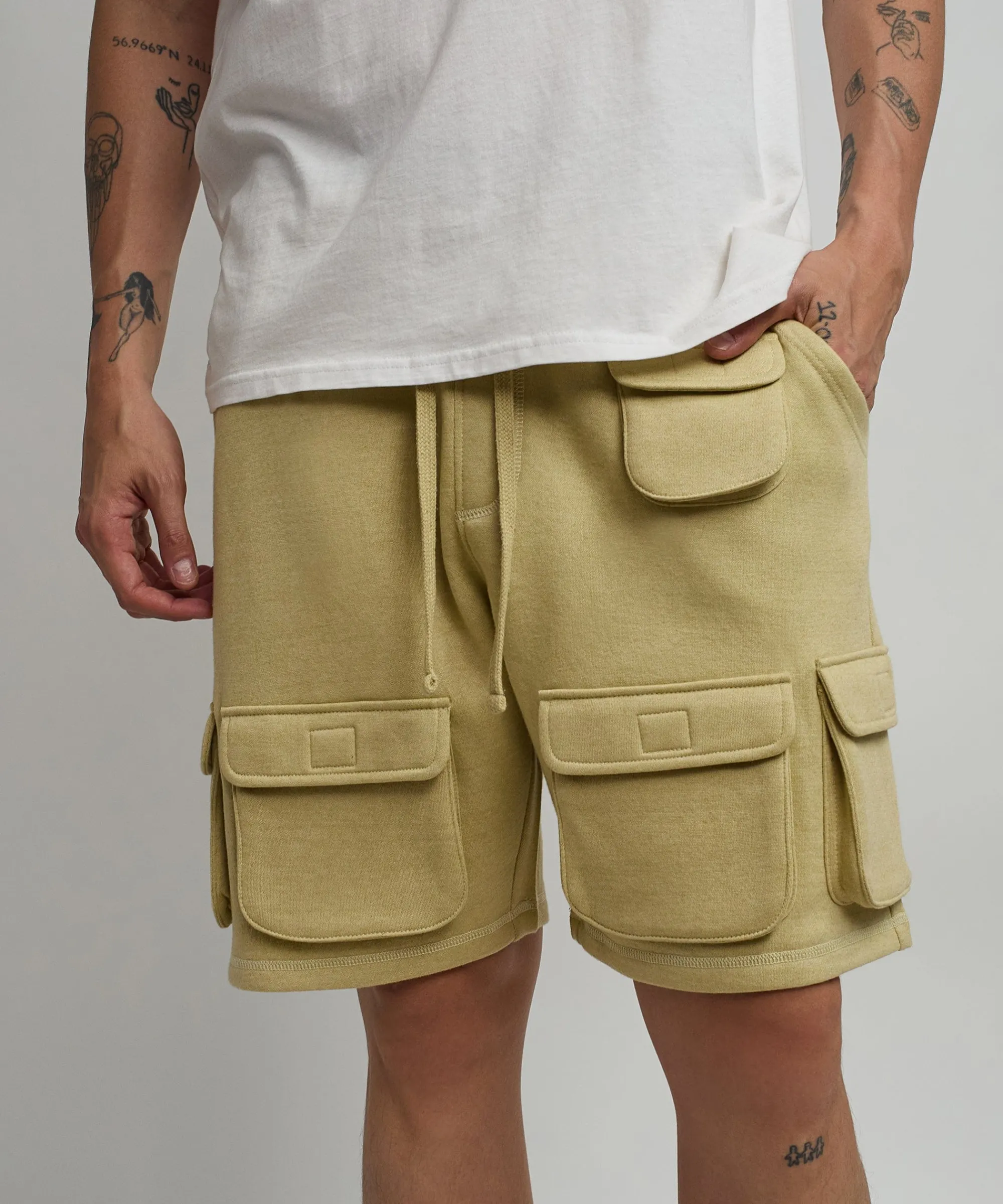 whitecloud_cargo_fleece_shorts__khaki_2.webp Clearance Whitecloud Cargo Fleece Shorts - Khaki Shop All Bottoms | Shorts