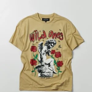 Cheap Wild Ones Short Sleeve Graphic Print Tee - Khaki Graphic Tees