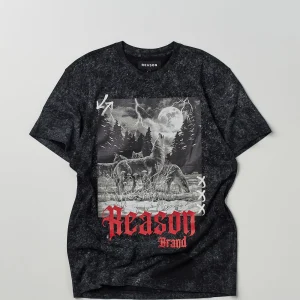 Cheap Wolf Washed Short Sleeve Tee Graphic Tees