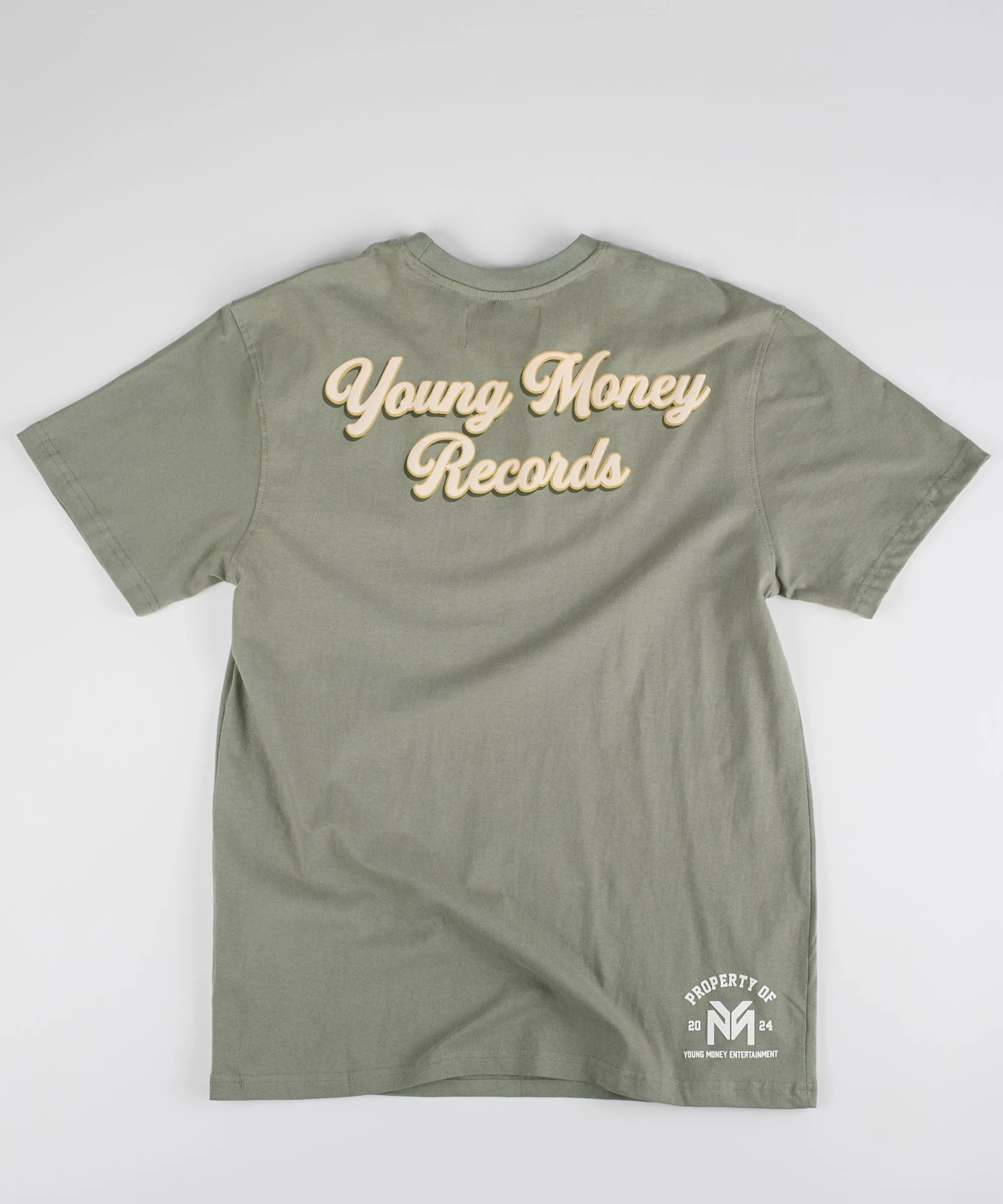 Store Young Money Records Short Sleeve Tee - Olive Green Graphic Tees