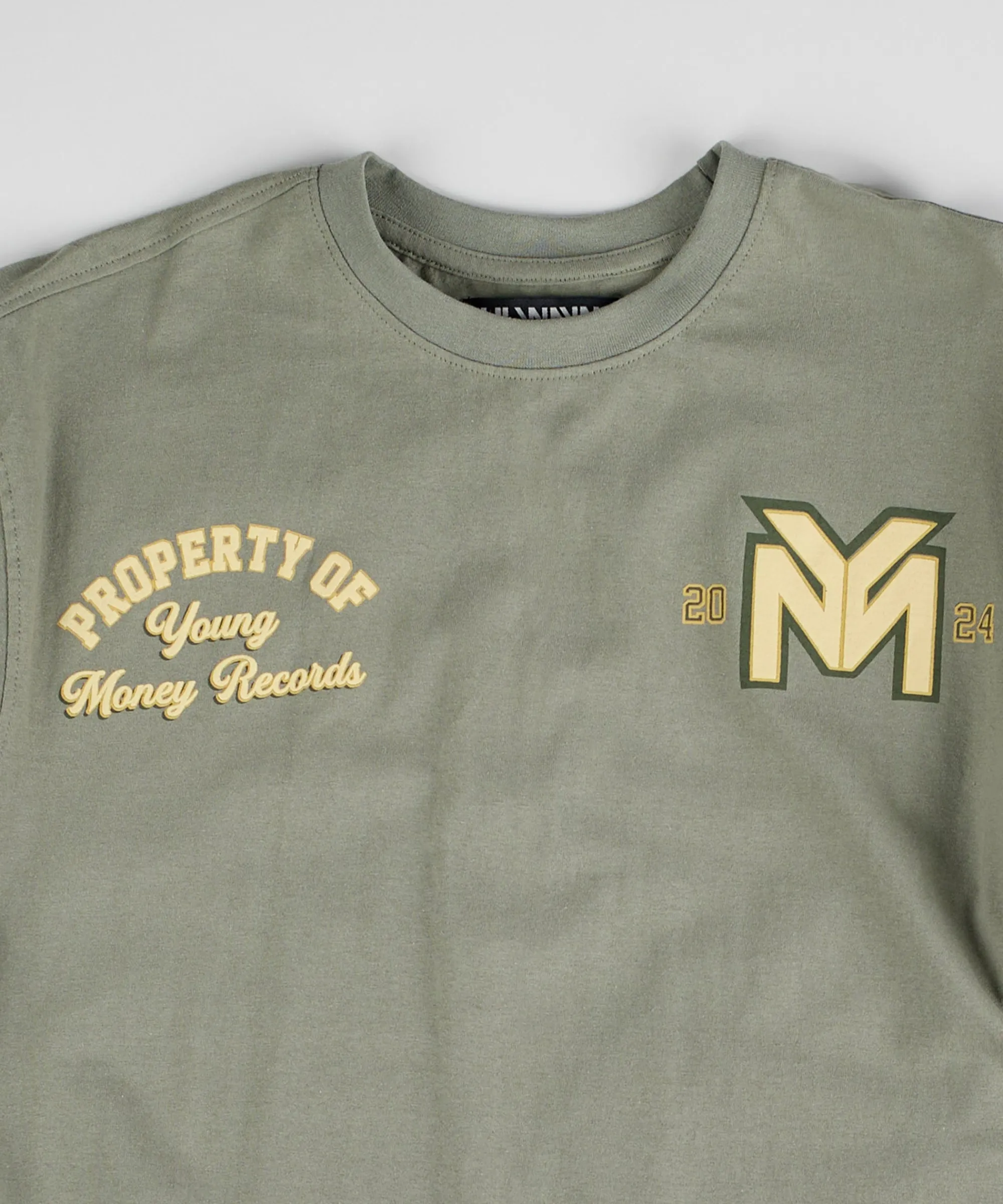Store Young Money Records Short Sleeve Tee - Olive Green Graphic Tees