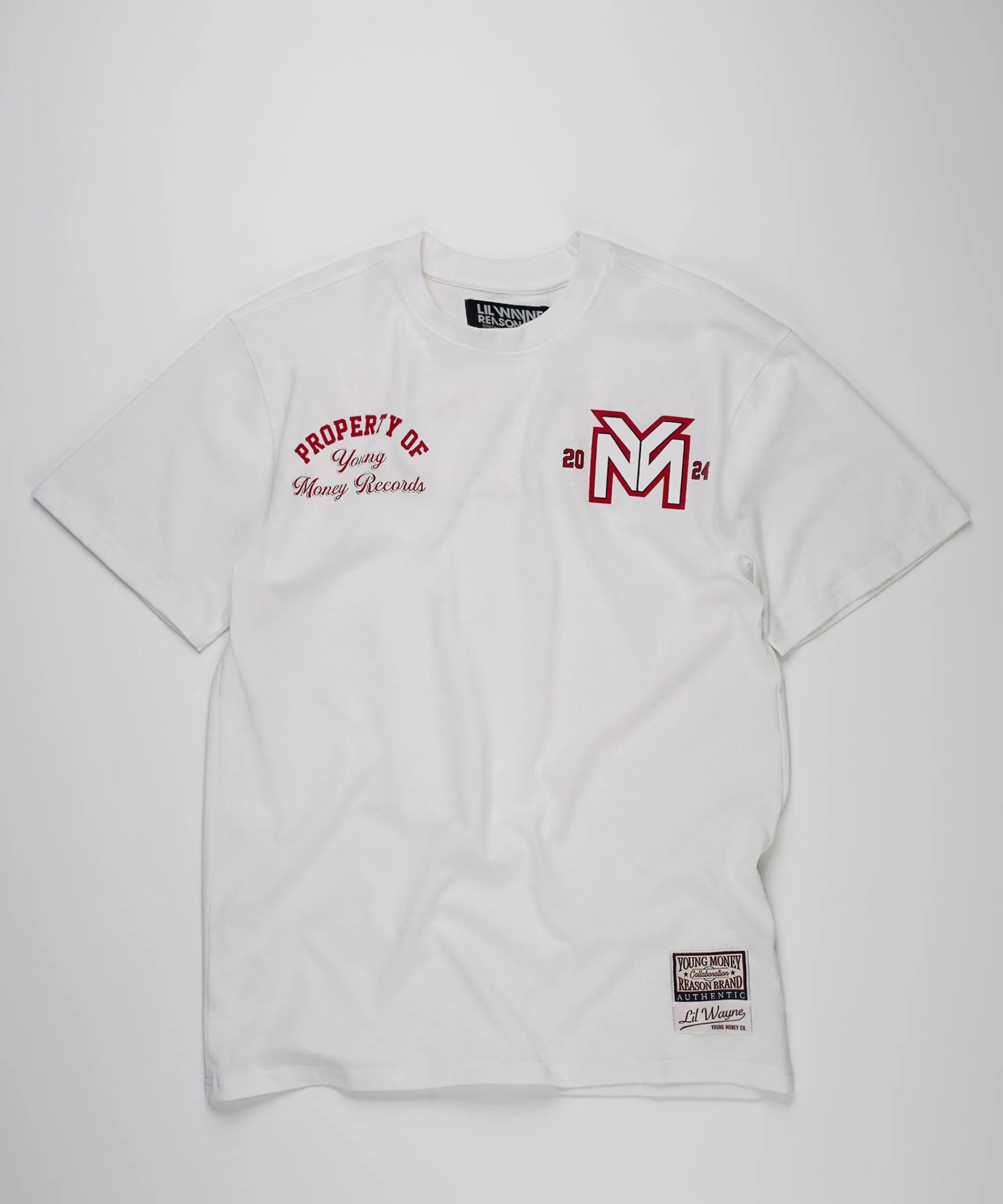 young_money_records_short_sleeve_tee__white_0.webp Cheap Young Money Records Short Sleeve Tee - White Graphic Tees