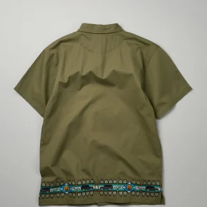Best Sale Zona Embroidery Cuban Short Sleeve Shirt - Olive Green Button Downs
